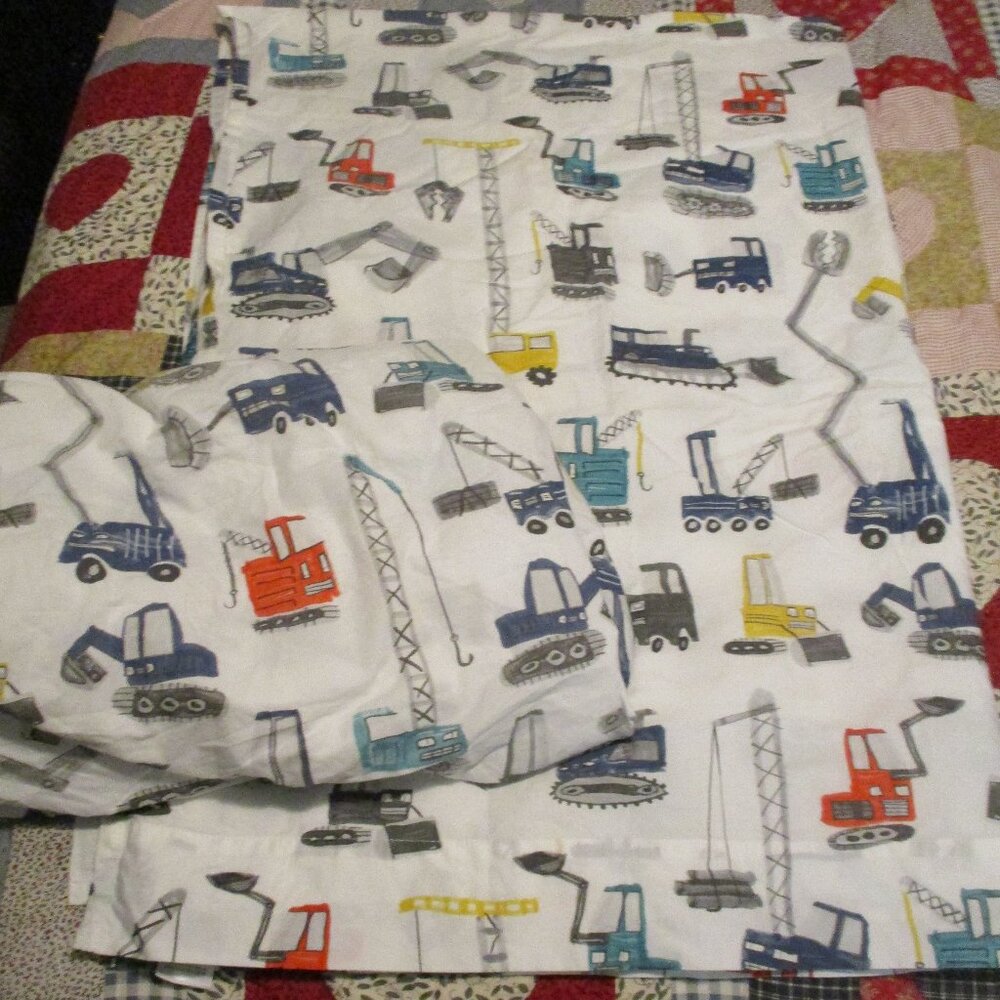 Pottery Barn Kids Jax Construction Toddler 2 Piece Sheet Set
